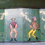 El Trio Los Panteras - 1982. Graffiti com stêncils aplicados com spray de Alex Vallauri.
